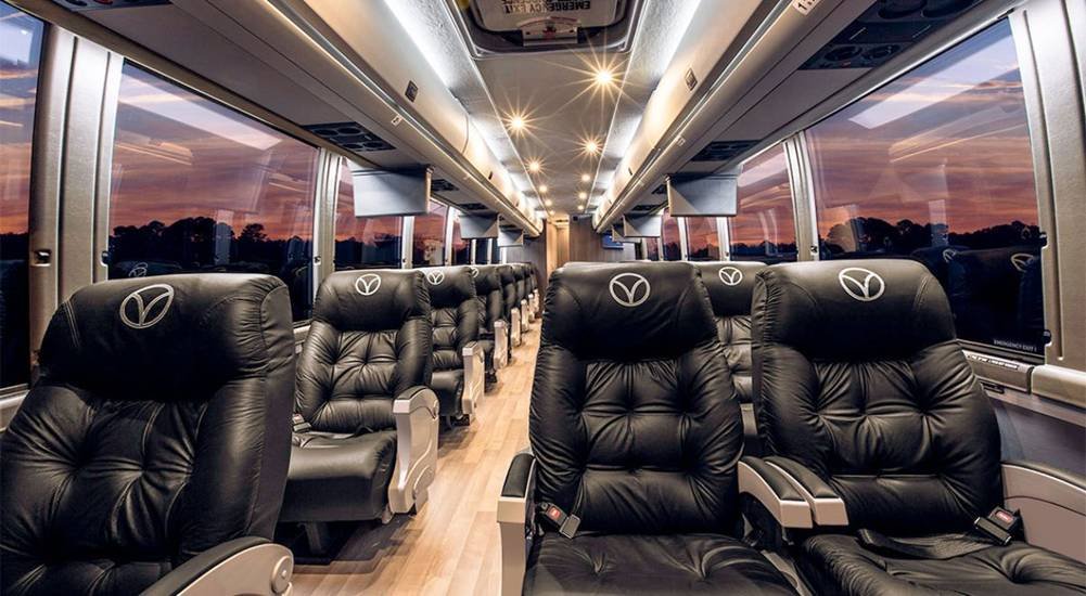 Best Airport Transfer Options for Large Groups in Maine 2 Interior View Of Charter Bus